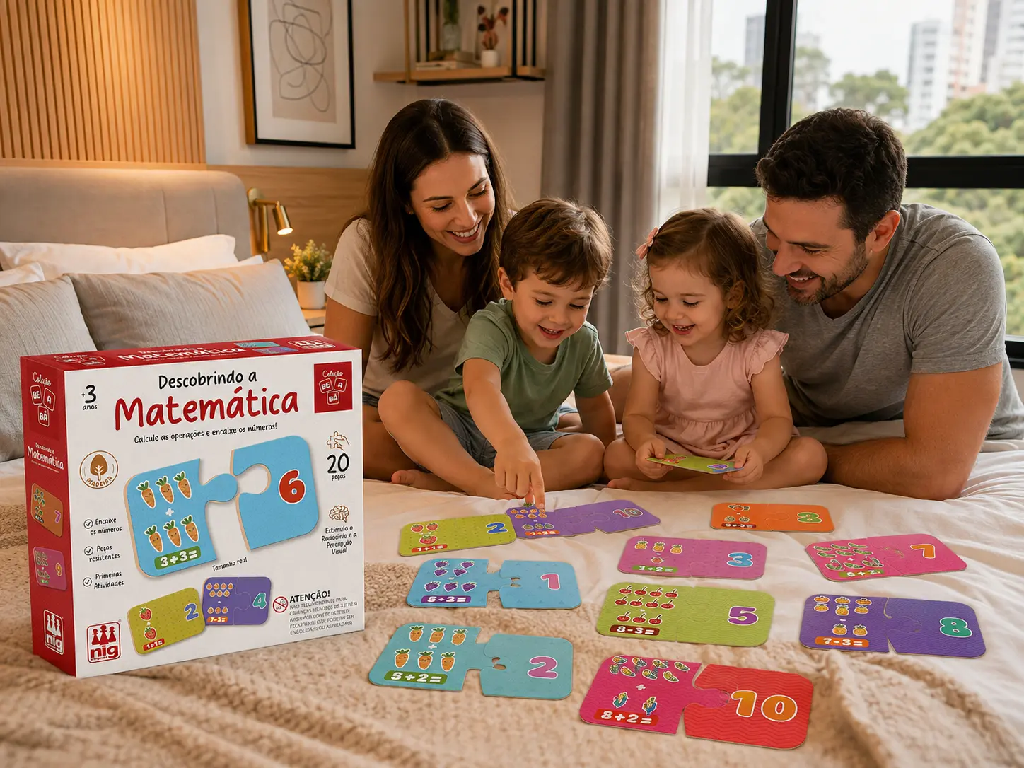 Brinquedo Be a Bá Descobrindo a Matemática com 20 peças de madeira