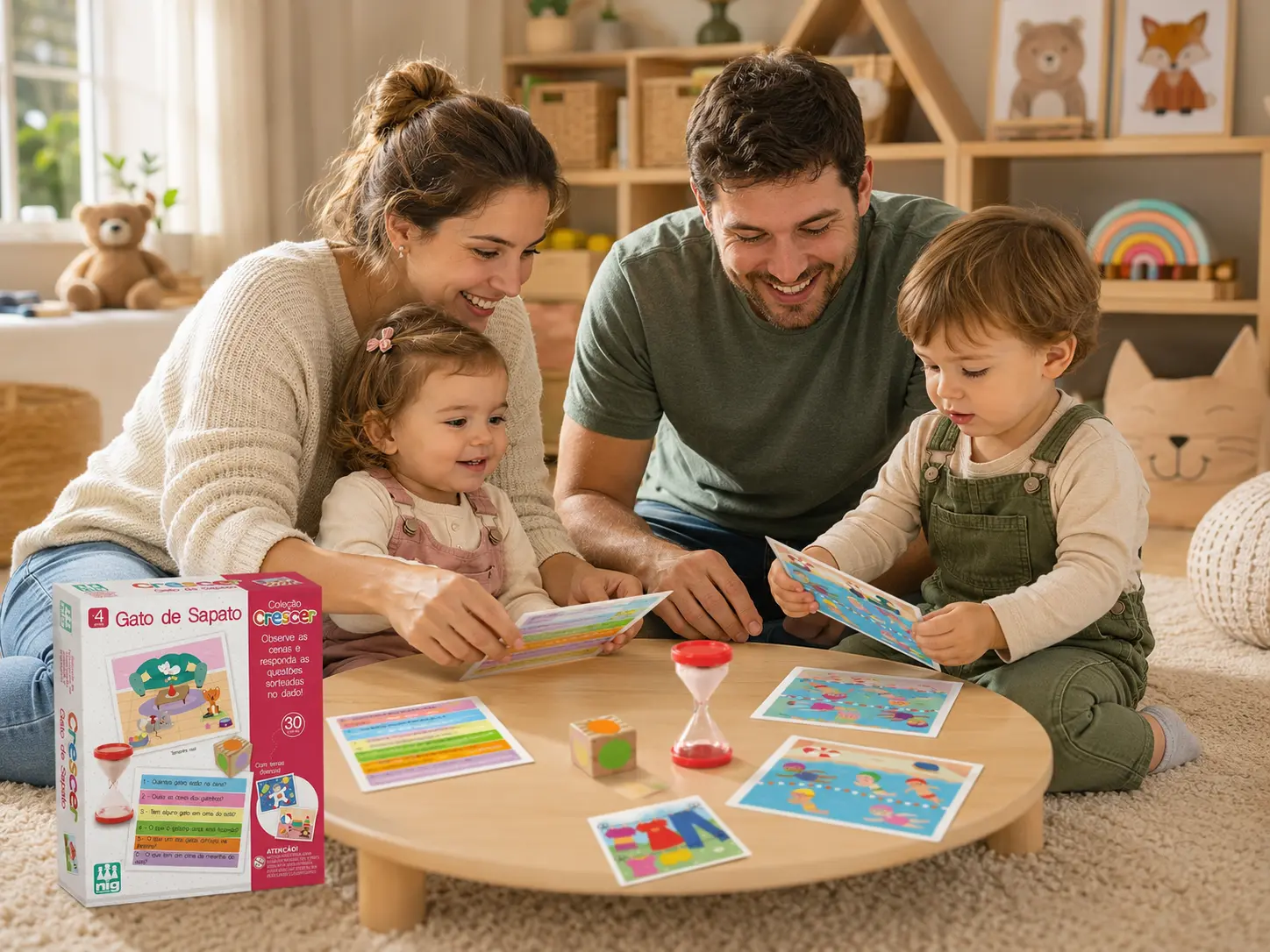 Jogo educativo de madeira Crescer Gato de Sapato da NIG Brinquedos