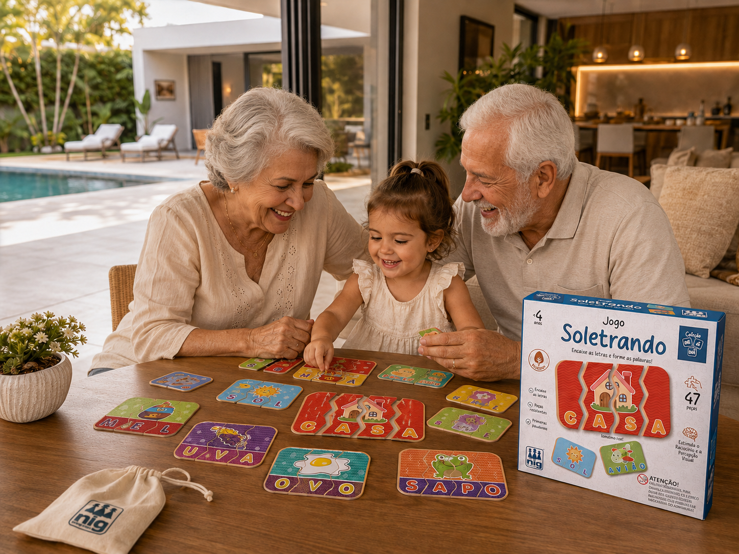 Jogo Soletrando de madeira Be a Bá da NIG Brinquedos