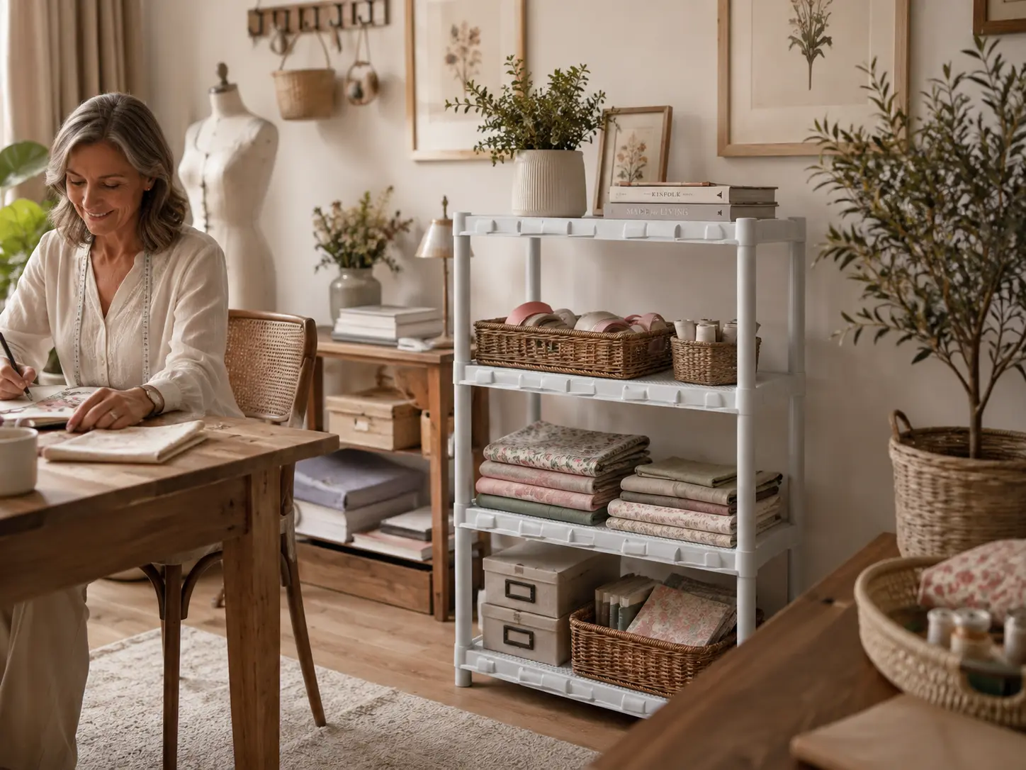 Estante branca com 4 prateleiras para organização da casa